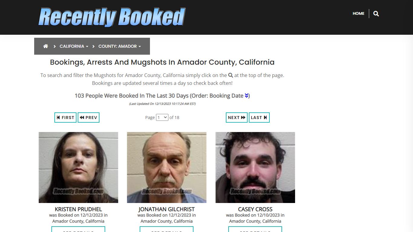 Bookings, Arrests and Mugshots in Amador County, California